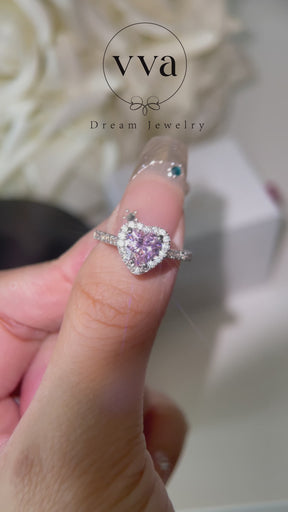 1.5ct Pink Cubic Zirconia Heart Shape Ring