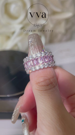 Luxury Pink Moissanite Ring 18K Gold-Plated