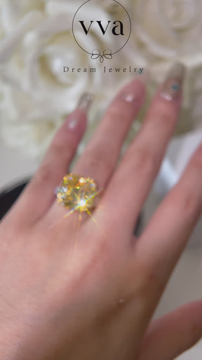 Yellow Moissanite Engagement Ring 10ct 18K Gold-Plated