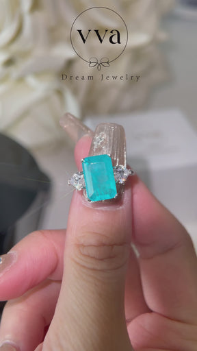 Lab-Created Paraiba Tourmaline Ring 5ct 18K Gold-Plated