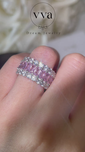 Luxury Pink Moissanite Ring 18K Gold-Plated