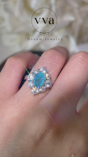 Lab-Created Blue Paraiba Tourmaline Ring 1.5ct 18K