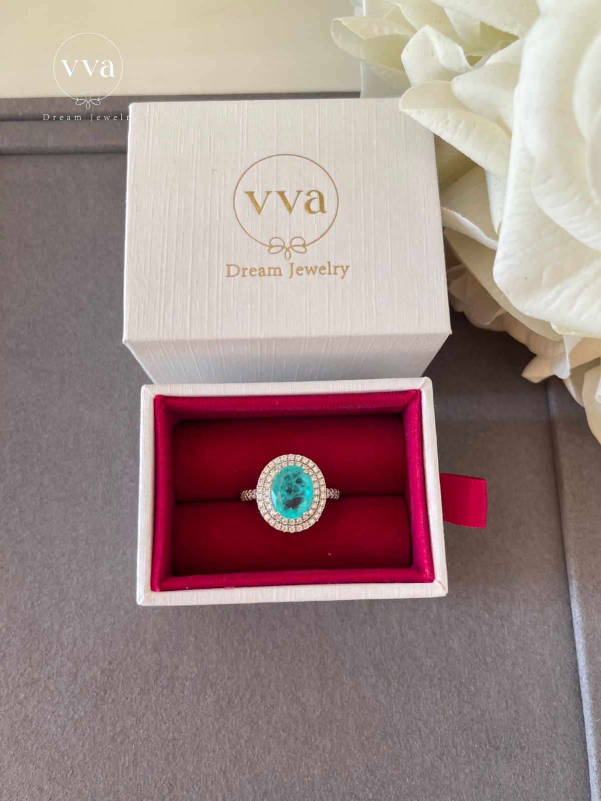 Lab-Created Paraiba Tourmaline Ring 2ct 18K Gold-Plated