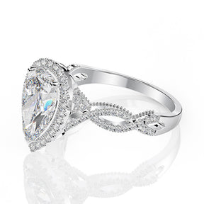 Pear Shape Moissanite Engagement Ring 2ct