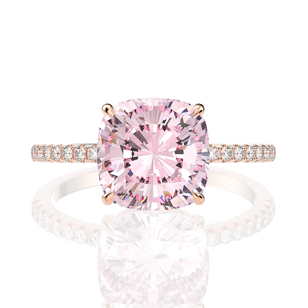 Pink Cushion Moissanite Engagement Ring 5ct