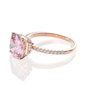 Pink Cushion Moissanite Engagement Ring 5ct