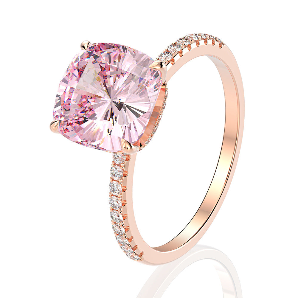 Pink Cushion Moissanite Engagement Ring 5ct