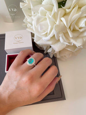 Lab-Created Paraiba Tourmaline Ring 2ct 18K Gold-Plated