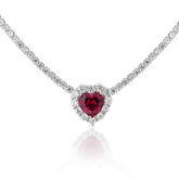 Heart Shape Lab-Created Ruby Necklace 18K Gold-Plated