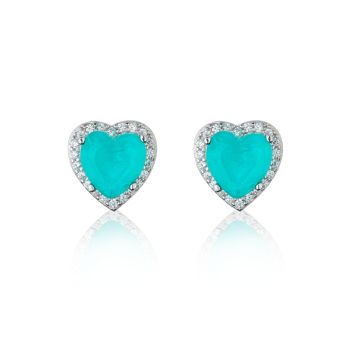 Heart Shape 18K Gold-Plated Lab-Created Paraiba Tourmaline Earring