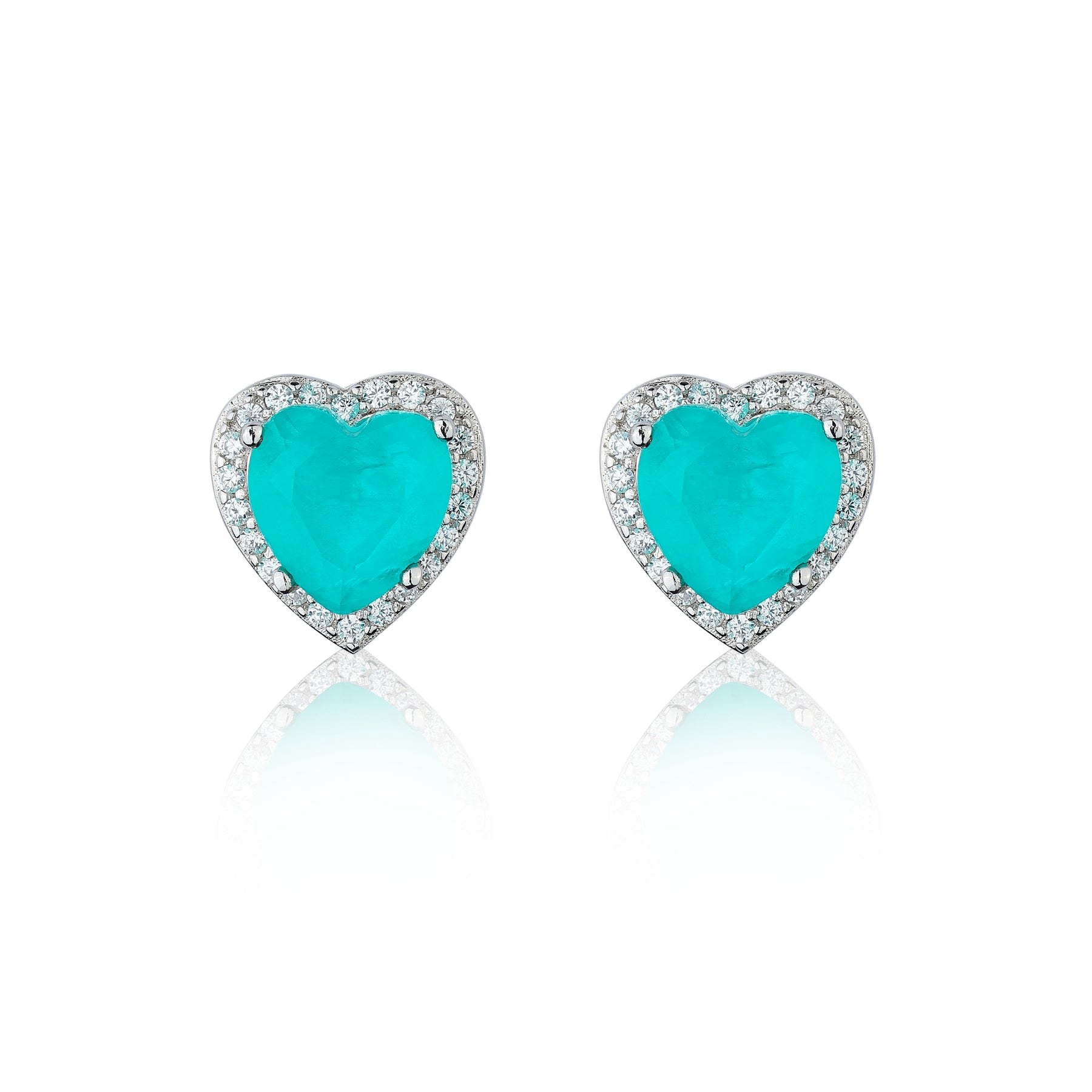 Heart Shape 18K Gold-Plated Lab-Created Paraiba Tourmaline Earring