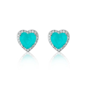 Heart Shape 18K Gold-Plated Lab-Created Paraiba Tourmaline Earring