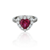 Heart Shape Lab-Created Ruby Ring 18K Gold Plated