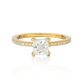 Princess Shape Moissanite Engagement Ring 18K Gold-Plated