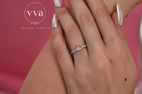 Little Pink Zircon Heart Shape Ring