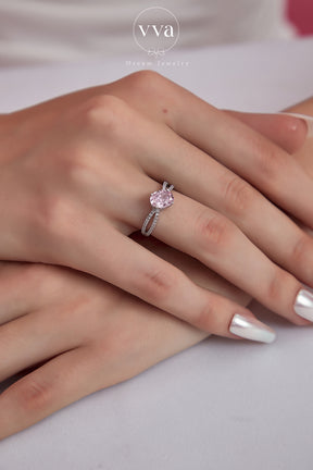 Pink Zircon Oval Shape Ring