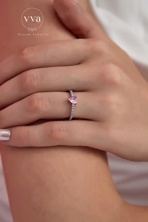 Little Pink Zircon Heart Shape Ring