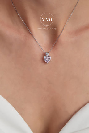 Heart Shape Moissanite Necklace 6.5ct 18K Gold-Plated