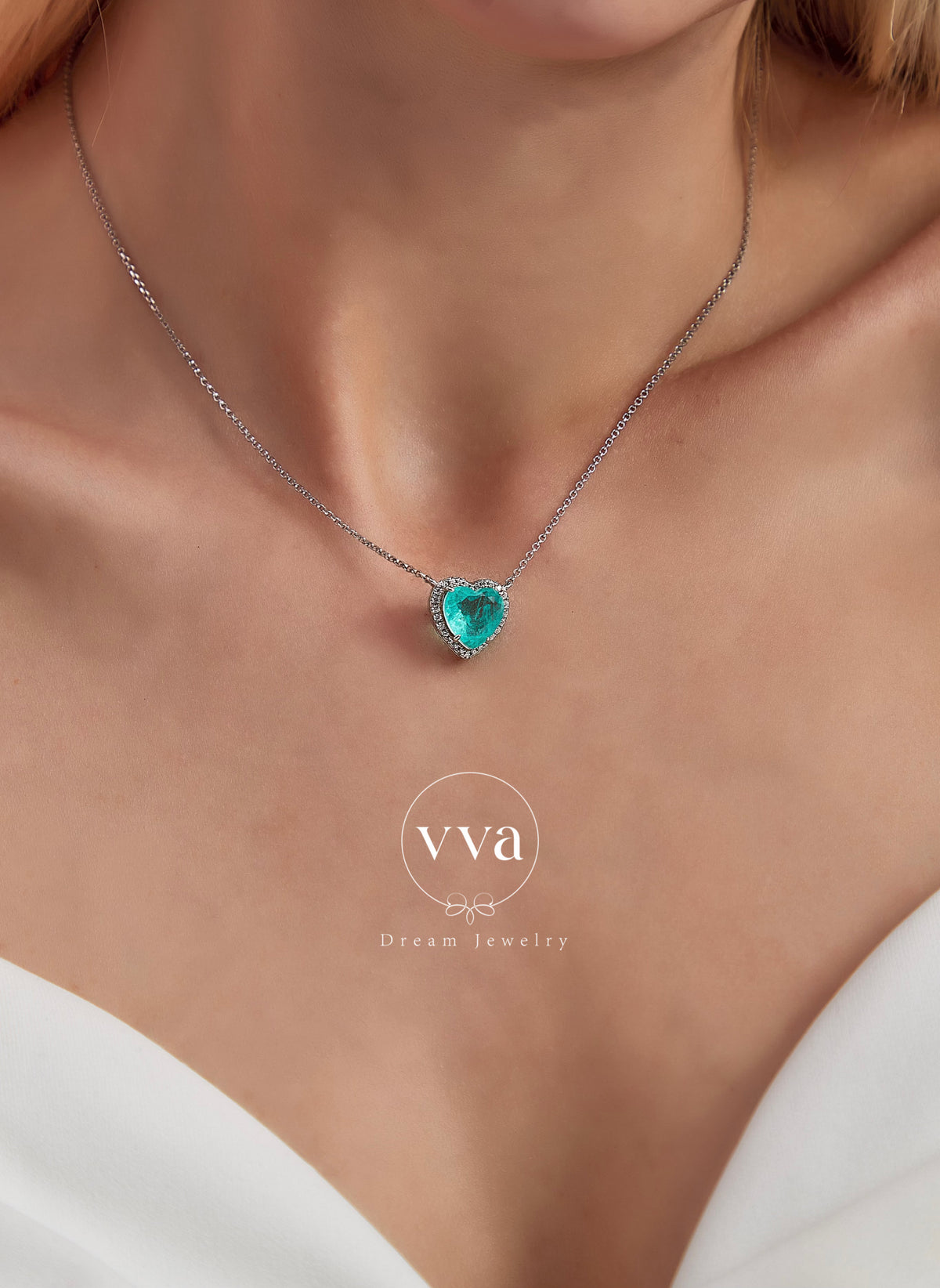 Lab-Created Paraiba Tourmaline Heart Shape Necklace 3ct 18K Gold-Plated