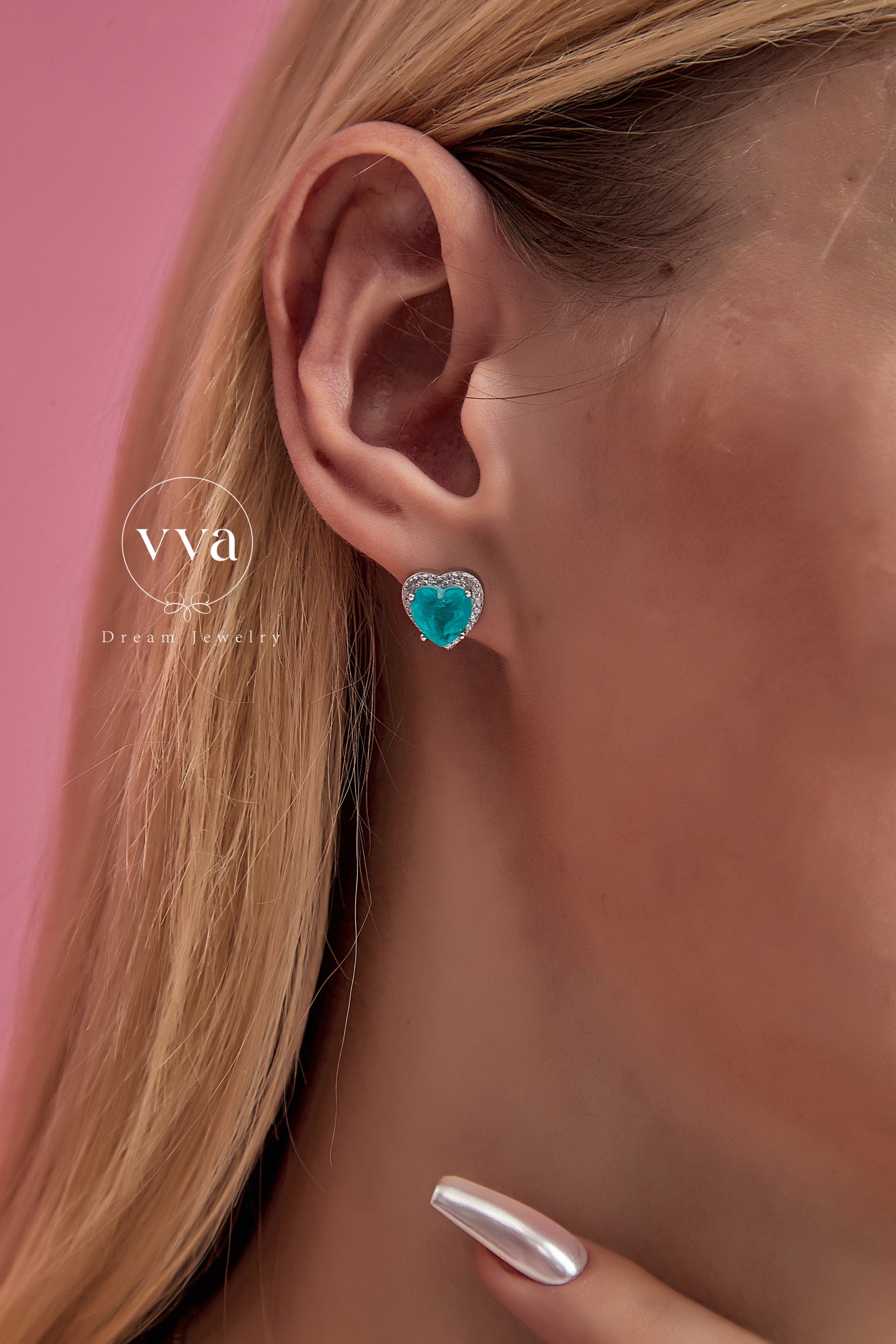 Heart Shape 18K Gold-Plated Lab-Created Paraiba Tourmaline Earring