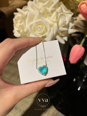 Lab-Created Paraiba Tourmaline Heart Shape Necklace 3ct 18K Gold-Plated