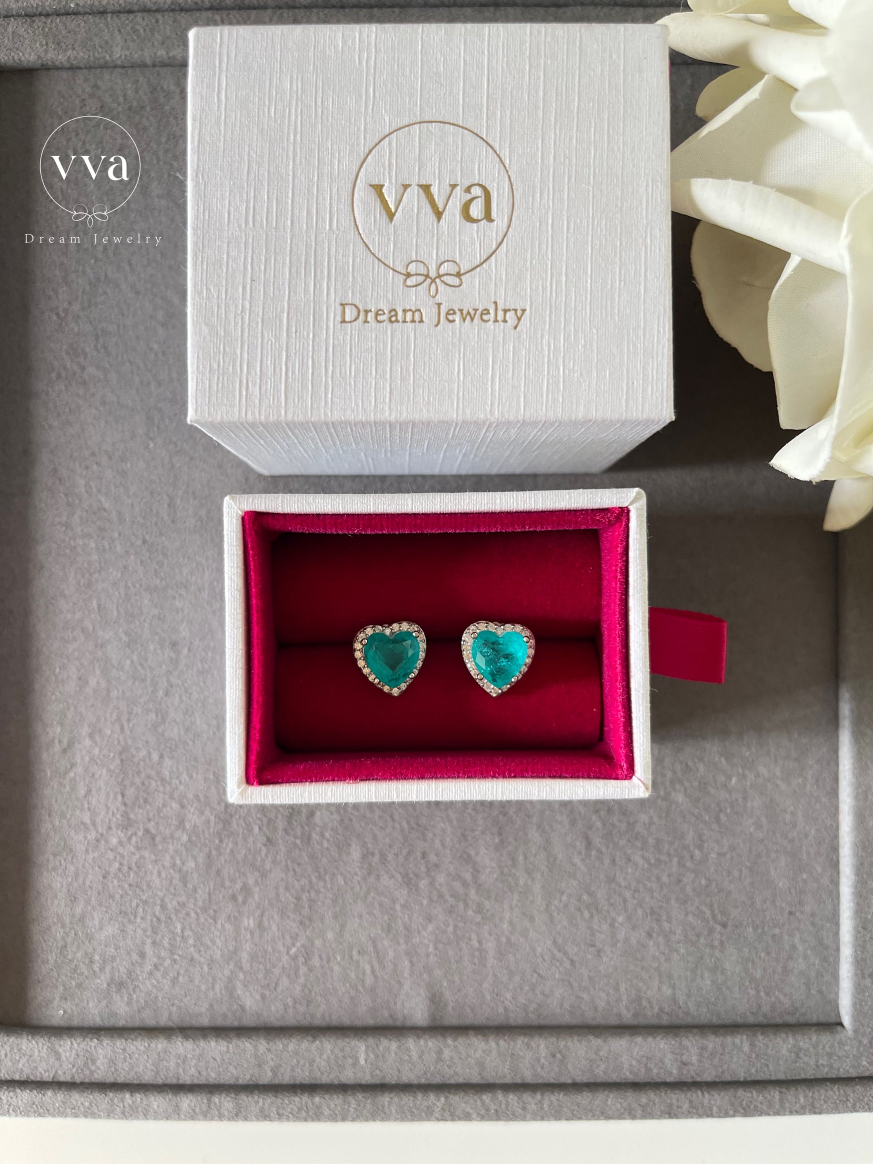 Heart Shape 18K Gold-Plated Lab-Created Paraiba Tourmaline Earring