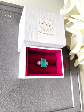 Lab-Created Paraiba Tourmaline Ring 5ct 18K Gold-Plated