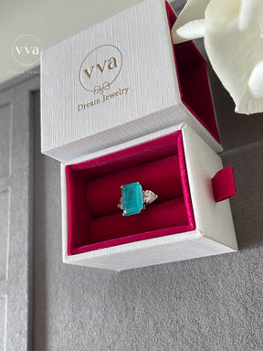 Lab-Created Paraiba Tourmaline Ring 5ct 18K Gold-Plated