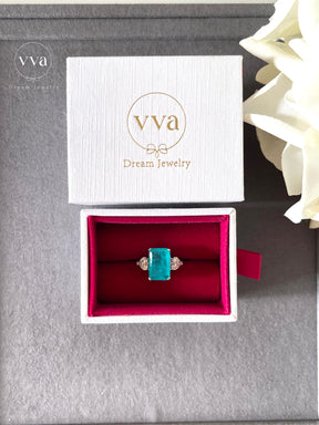 Lab-Created Paraiba Tourmaline Ring 5ct 18K Gold-Plated