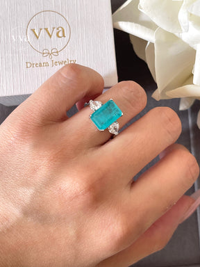 Lab-Created Paraiba Tourmaline Ring 5ct 18K Gold-Plated