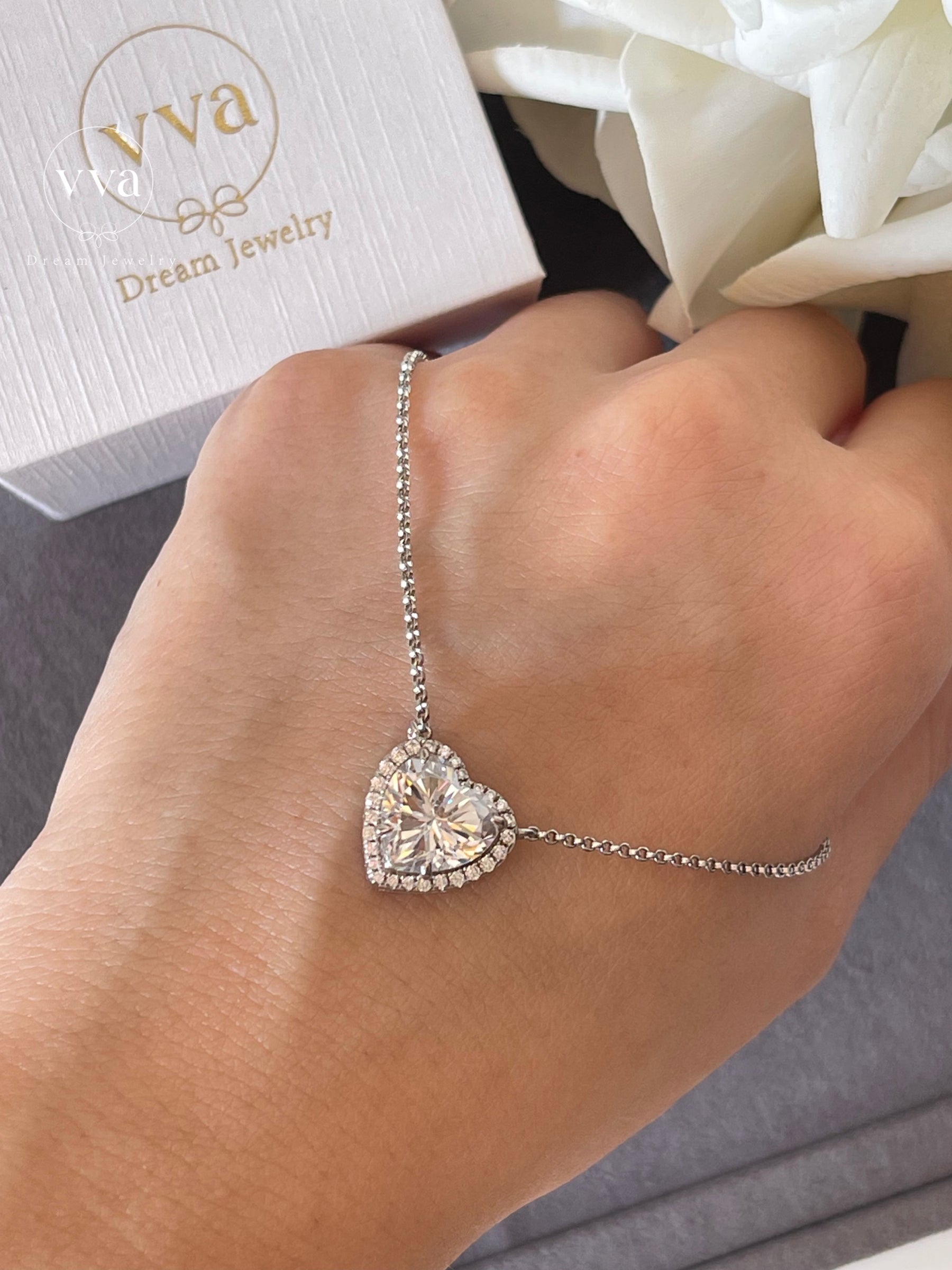 Heart Shape Moissanite Necklace 18K Gold-Plated