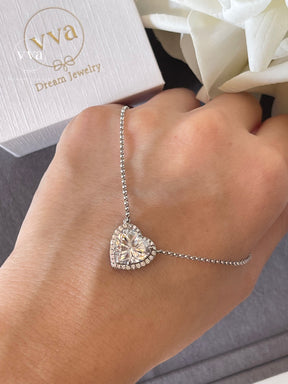 Heart Shape Moissanite Necklace 18K Gold-Plated