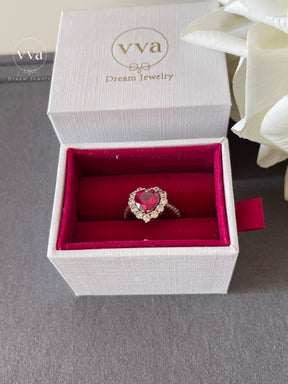 Heart Shape Lab-Created Ruby Ring 18K Gold Plated