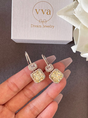 Yellow Moissanite Earring 18K Gold-Plated