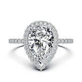 Pear Shape Moissanite Engagement Ring 3ct 18K Real Gold Plated