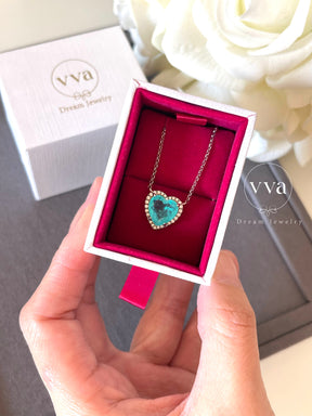 Lab-Created Paraiba Tourmaline Heart Shape Necklace 3ct 18K Gold-Plated