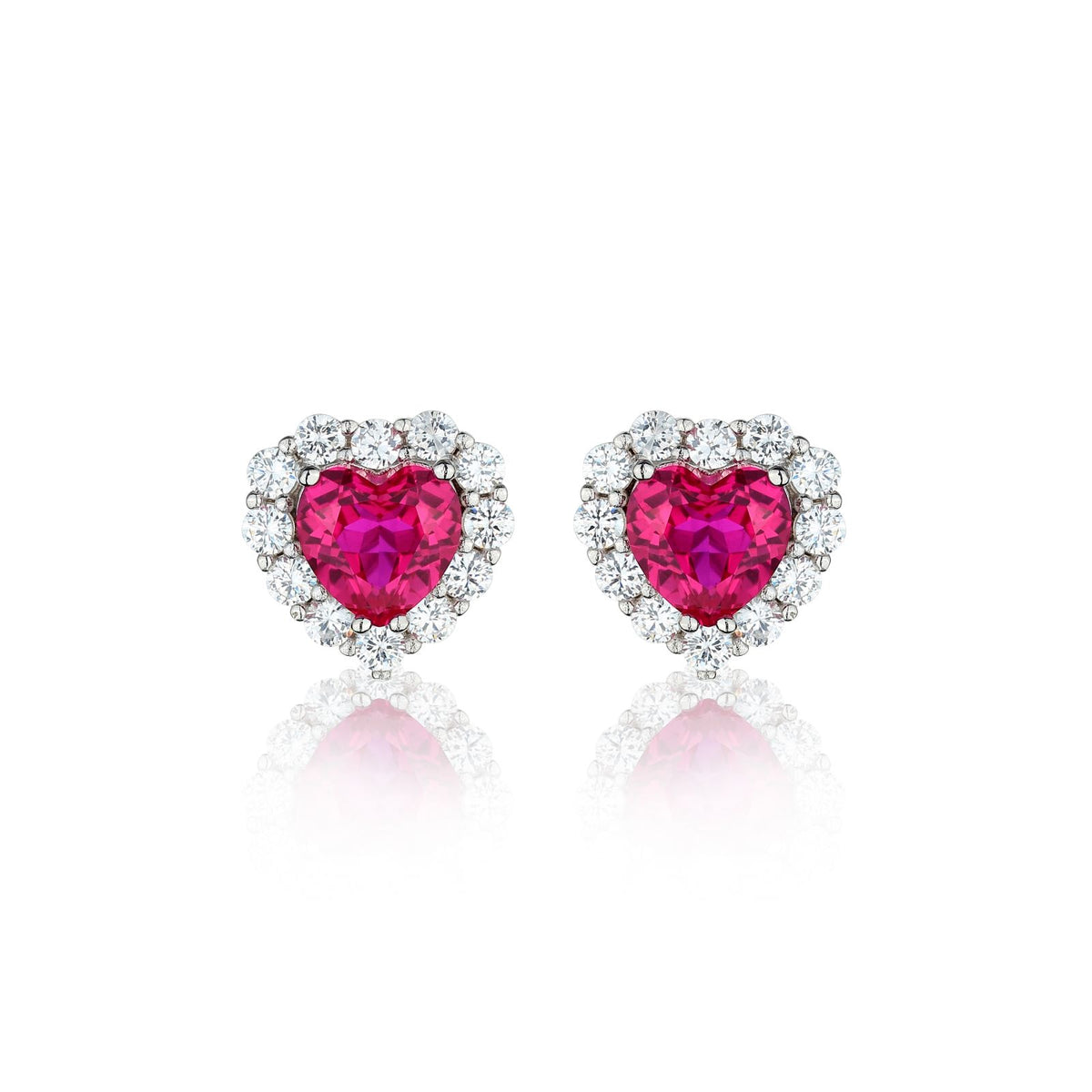 Heart Shape Lab-Created Ruby Earring 18K Gold-Plated