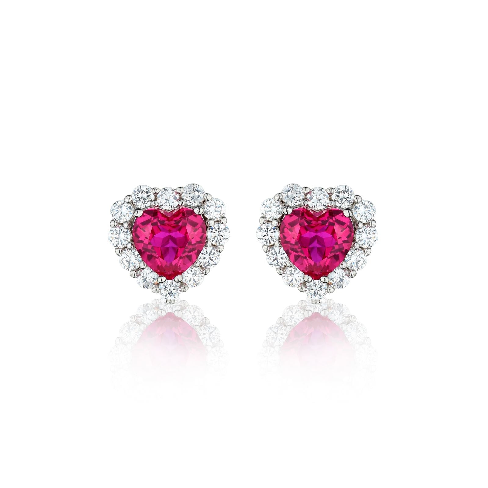 Heart Shape Lab-Created Ruby Earring 18K Gold-Plated