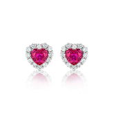 Heart Shape Lab-Created Ruby Earring 18K Gold-Plated