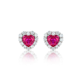 Heart Shape Lab-Created Ruby Earring 18K Gold-Plated