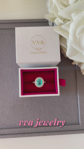 Lab-Created Paraiba Tourmaline Ring 2ct 18K Gold-Plated