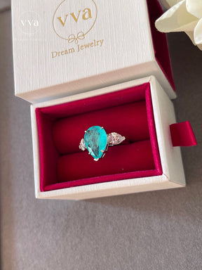 Lab-Created Paraiba Tourmaline Ring 5ct 18K Gold-Plated