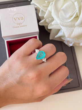 Lab-Created Paraiba Tourmaline Ring 5ct 18K Gold-Plated