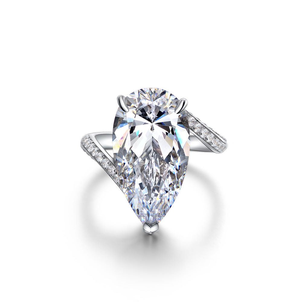 Pear Shape Moissanite Engagement Ring 12ct 18K Gold-Plated