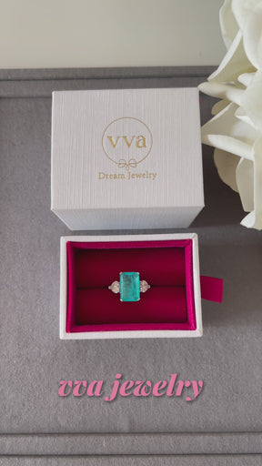 Lab-Created Paraiba Tourmaline Ring 5ct 18K Gold-Plated