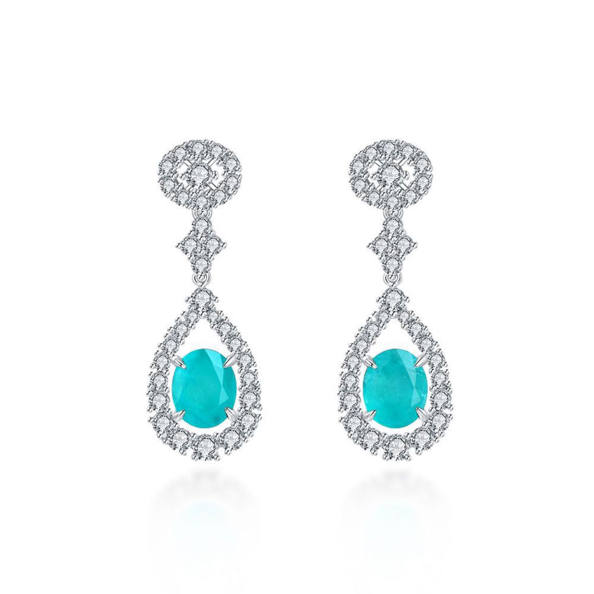 Lab-Created Paraiba Tourmaline Earring 3.5ct 18K Gold-Plated