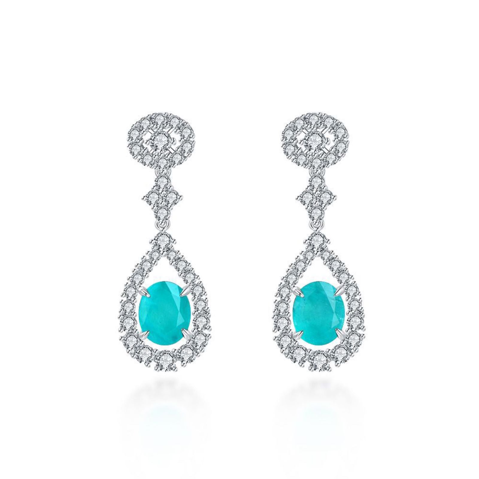 Lab-Created Paraiba Tourmaline Earring 3.5ct 18K Gold-Plated