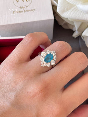 Lab-Created Blue Paraiba Tourmaline Ring 1.5ct 18K