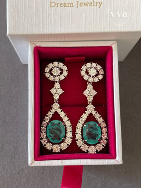 Lab-Created Paraiba Tourmaline Earring 3.5ct 18K Gold-Plated