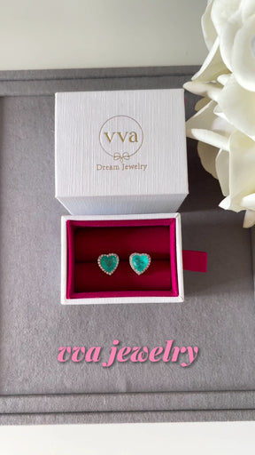 Heart Shape 18K Gold-Plated Lab-Created Paraiba Tourmaline Earring